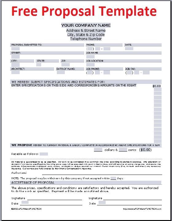 proposal template word free