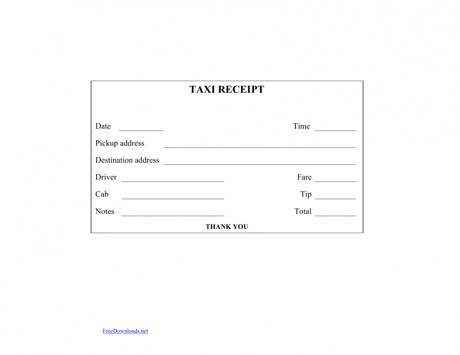Printable Taxi Receipt Printable World Holiday
