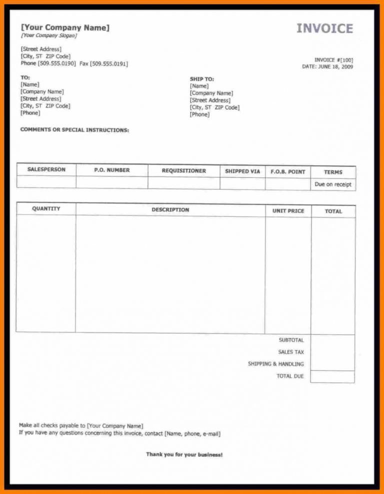 Sample Invoice Template Uk