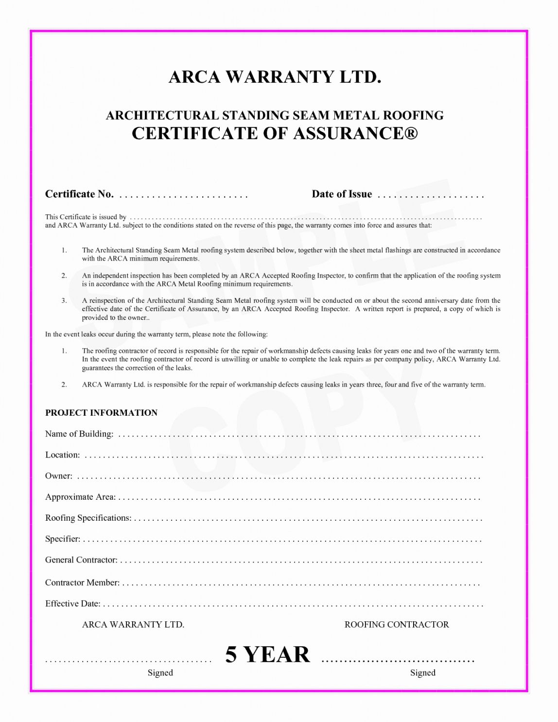 Construction Warranty Template Construction Warranty Template