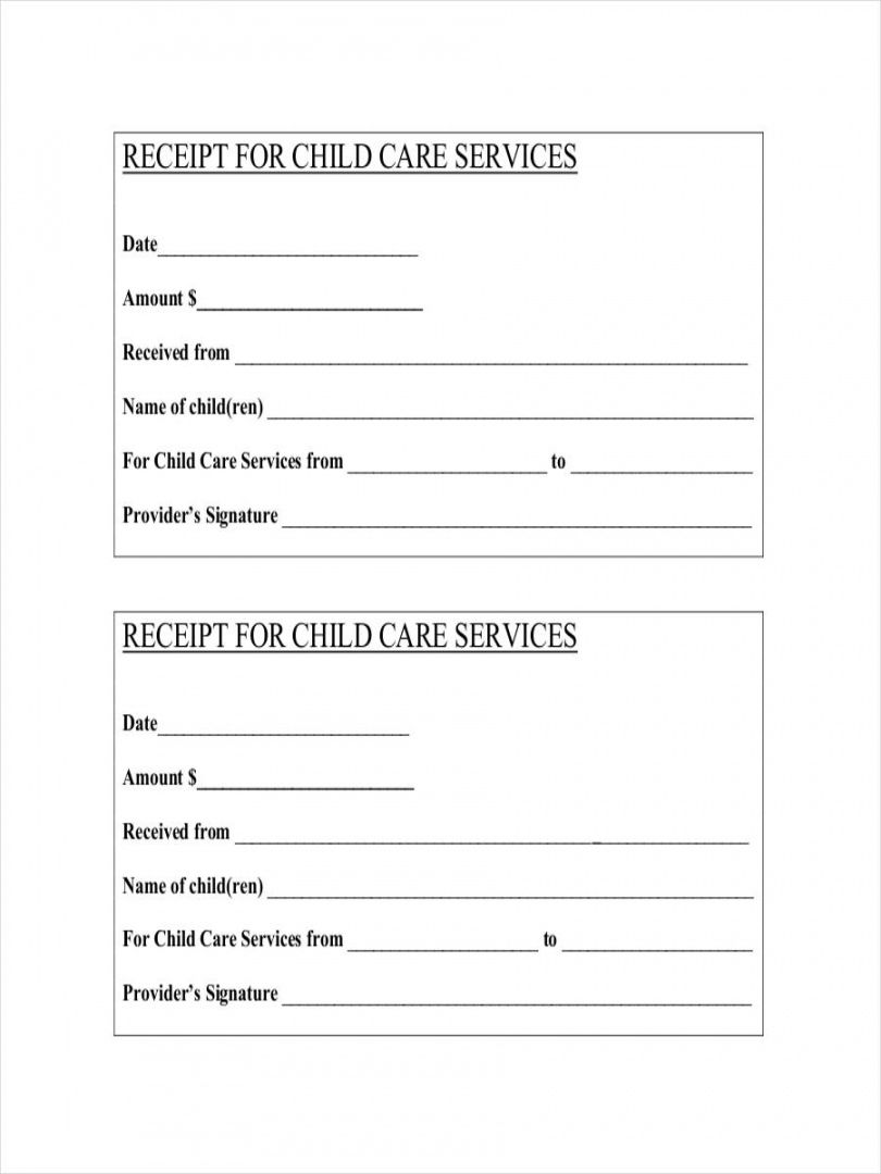 Receipt For Child Care Services