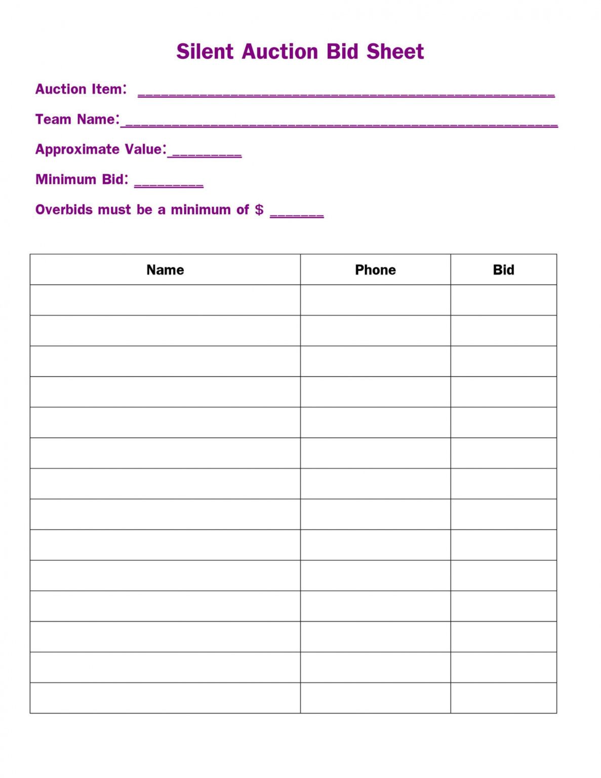 40-silent-auction-bid-sheet-templates-word-excel-silent-auction