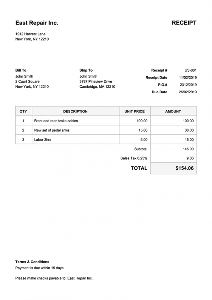 Editable 100 Free Receipt Templates Print And Email Receipts As Pdf Tire