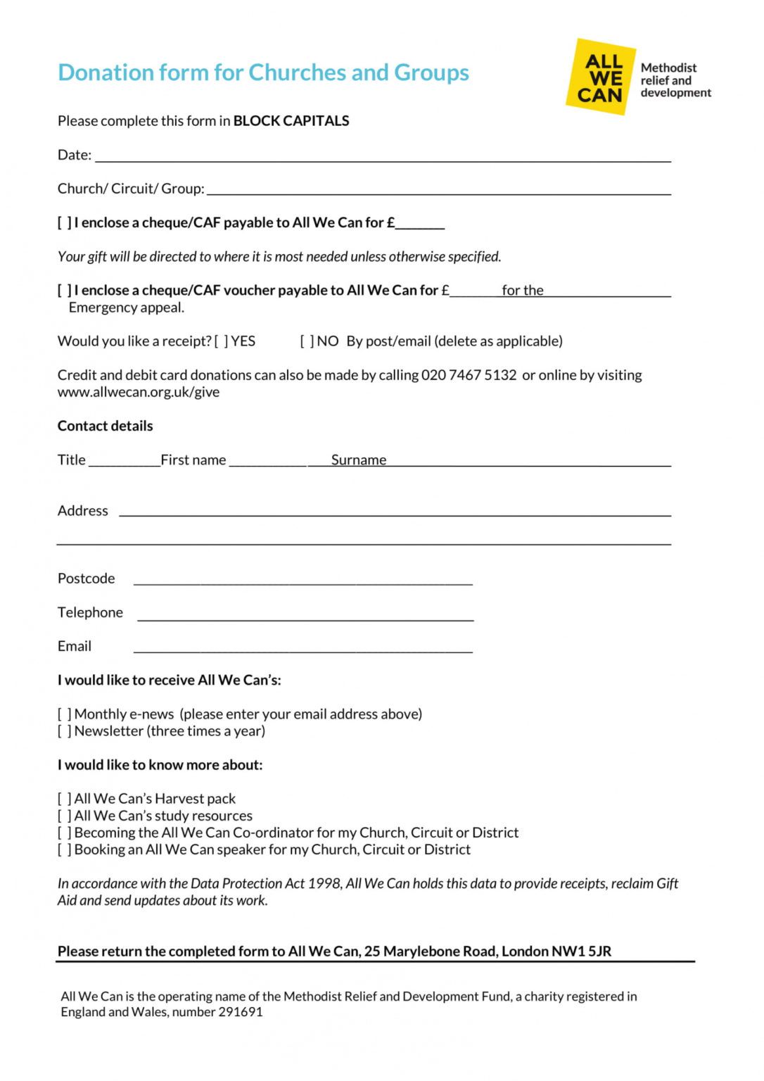 Editable Free 5 Church Donation Forms In Pdf Excel Church Tithing ...