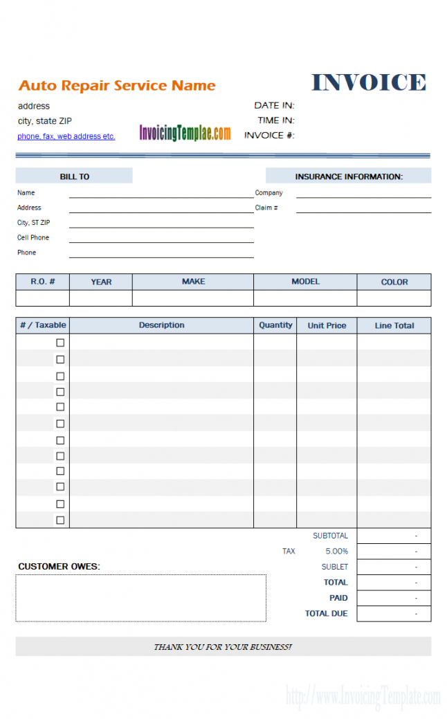 Auto Parts Receipt Template EmetOnlineBlog
