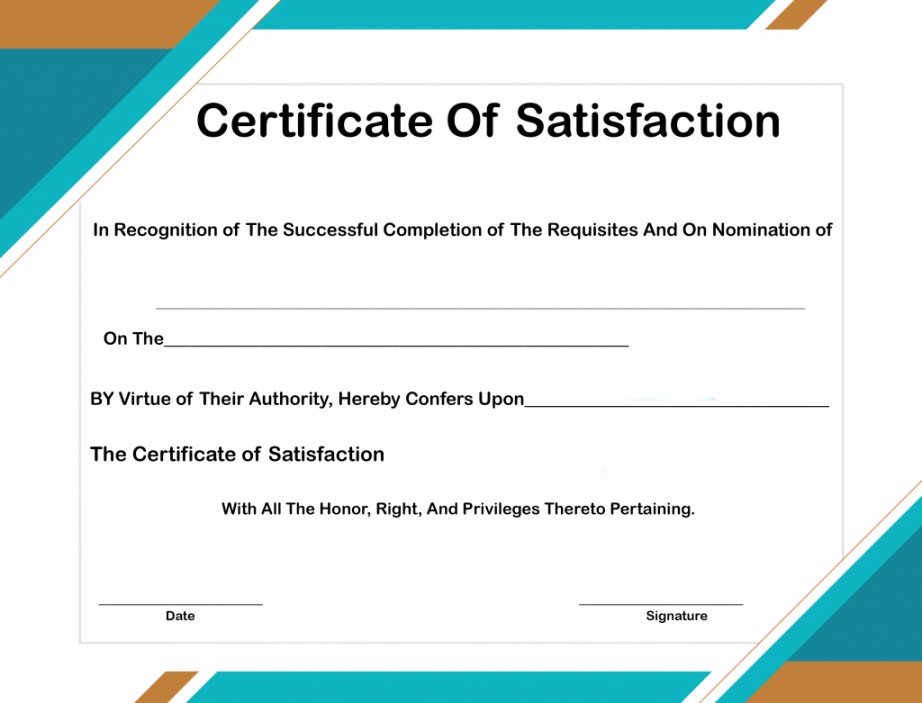Certificate Of Satisfaction Template EmetOnlineBlog