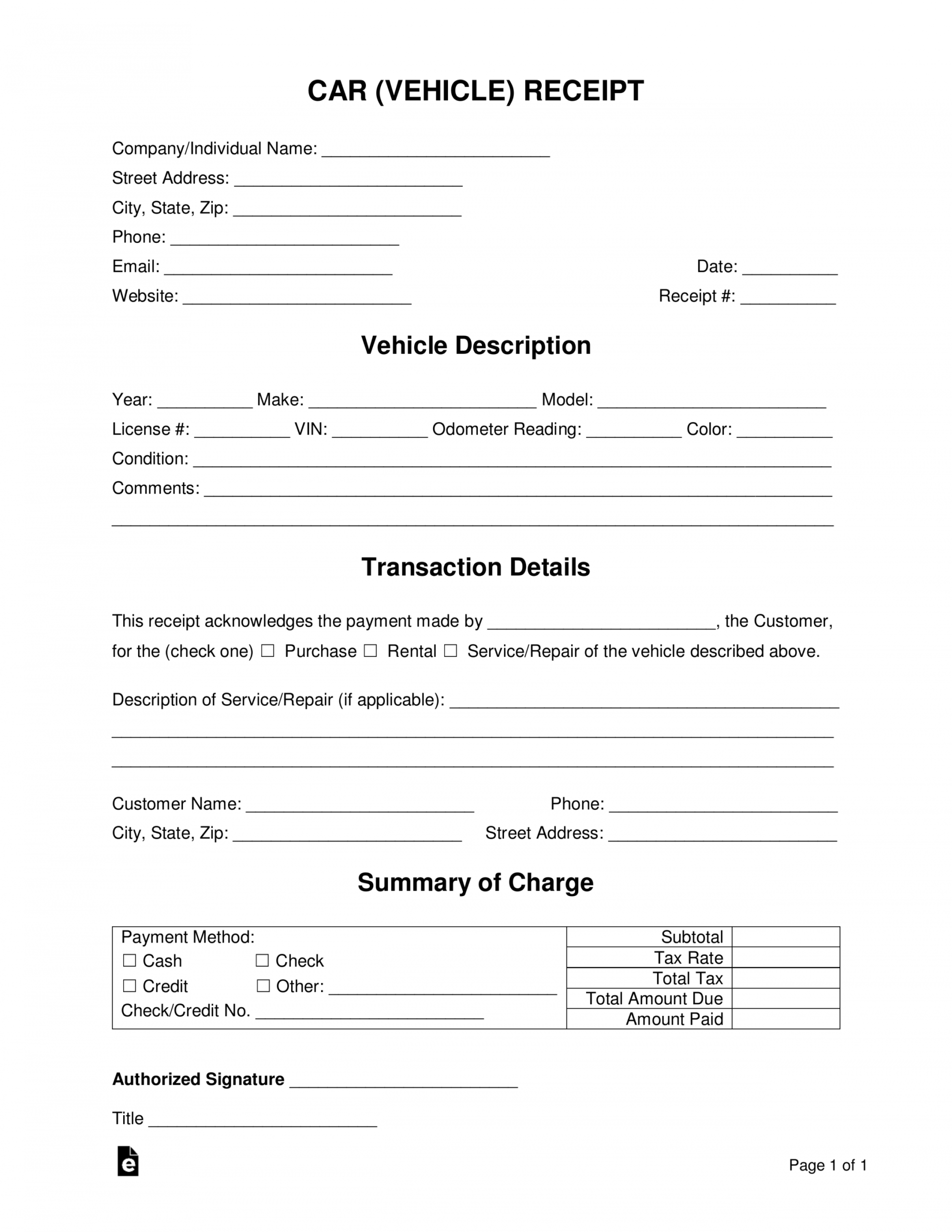 Car Detailing Receipt Template | EmetOnlineBlog