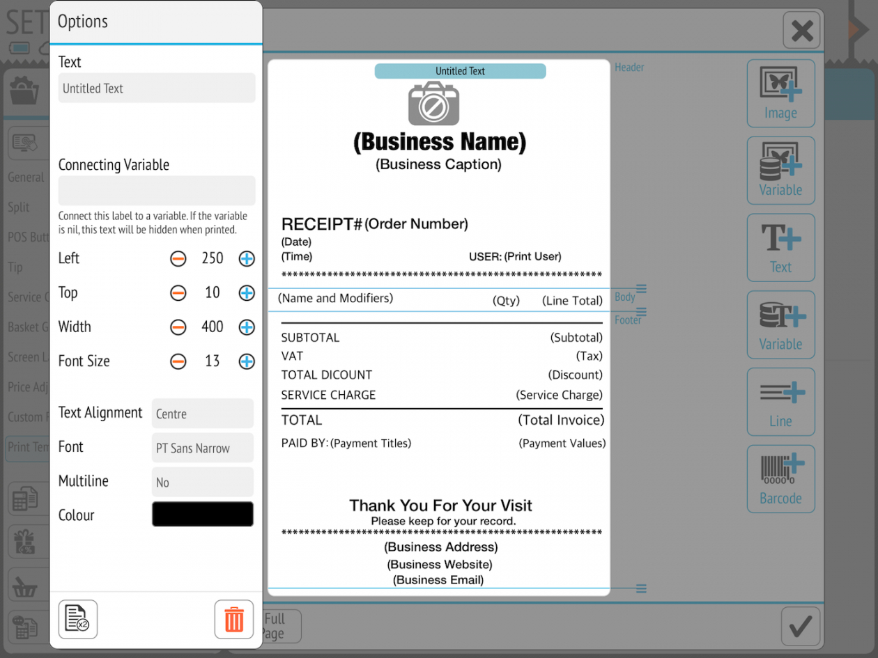 58mm Receipt Template