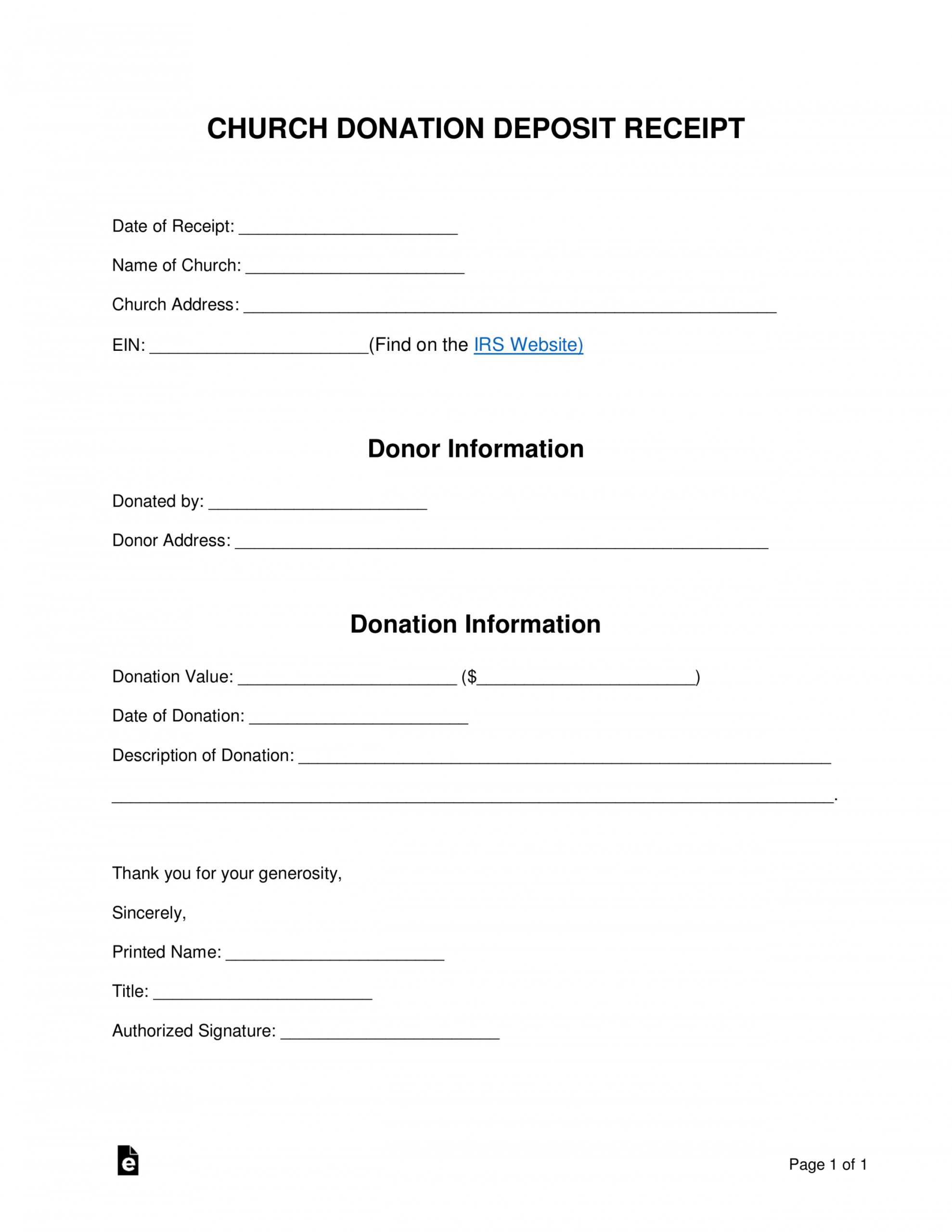 Charitable Receipt Template