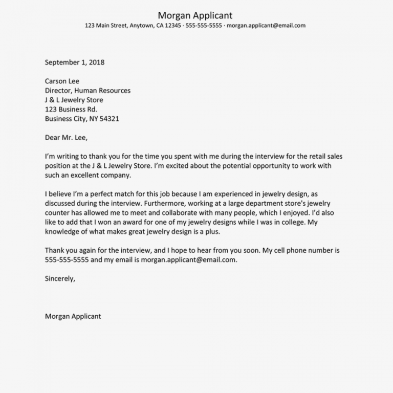 Thank You Note For Job Interview Template