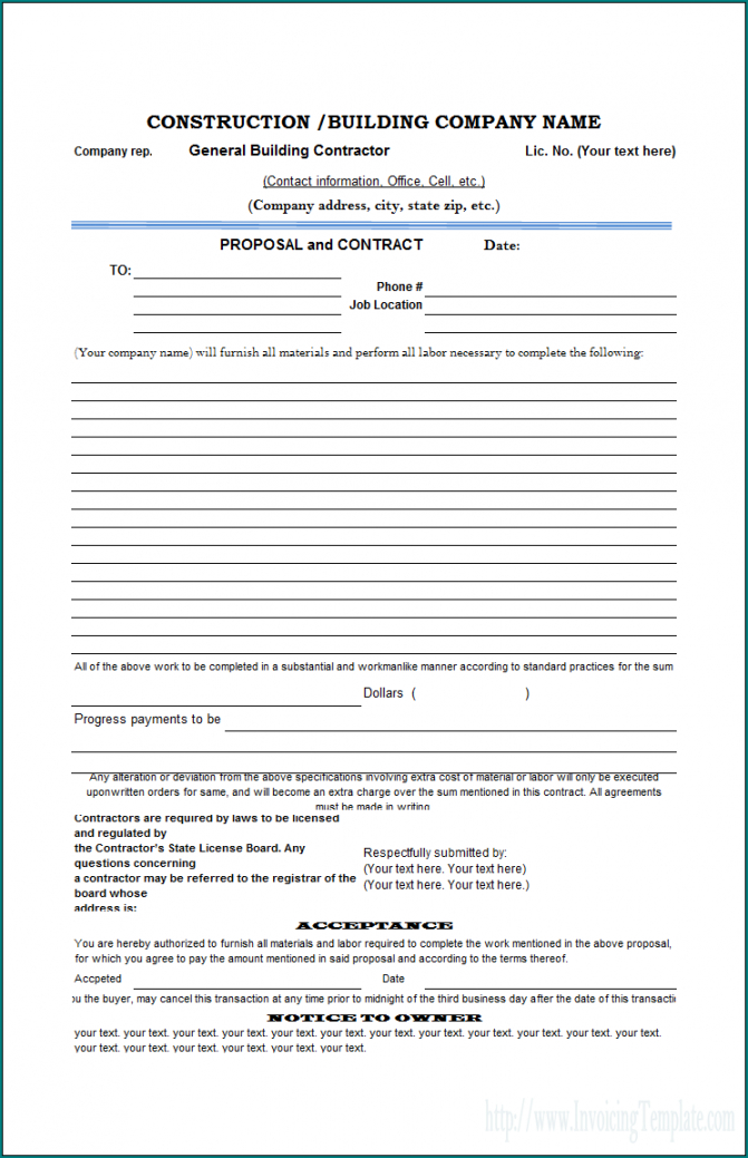 Free General Contractor Quotation Template Word Example | EmetOnlineBlog
